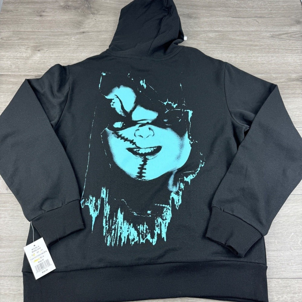 New Chucky Movie Men's Black Long Sleeve Hoodie Sweatshirt Size Medium